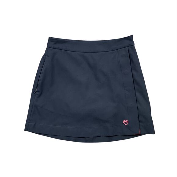 G/Fore Skort Women 0 Navy Grosgrain Golf Tennis Zip Pockets Snap Buttons Flap - Picture 1 of 14